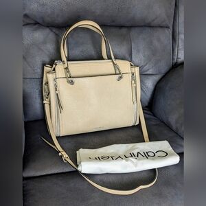 Calvin Klein Cream Leather Women's Bag